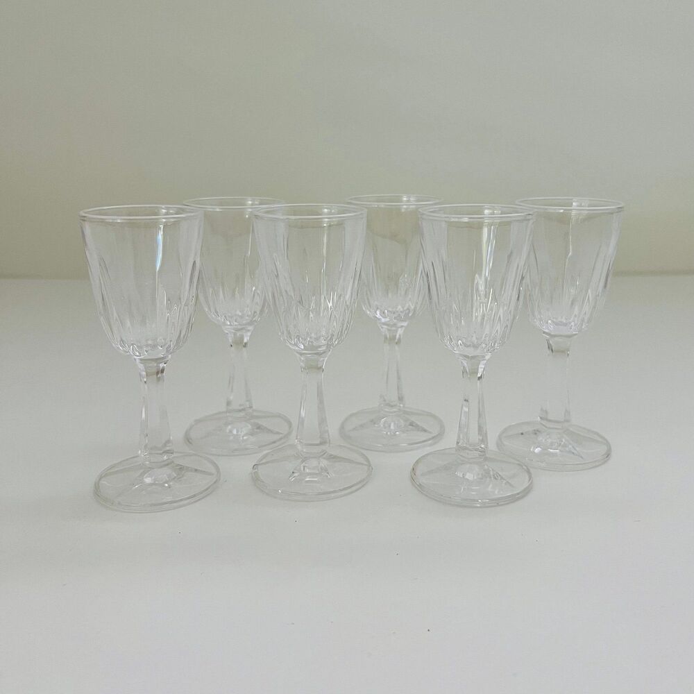 Clear Sunburn Pattern Hexagon Stem Shot Glasses, Set of 6